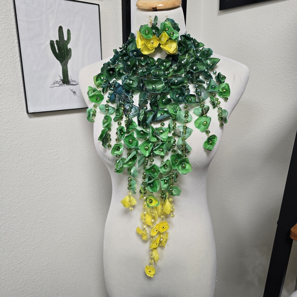 Green and Yellow Floral Necklace